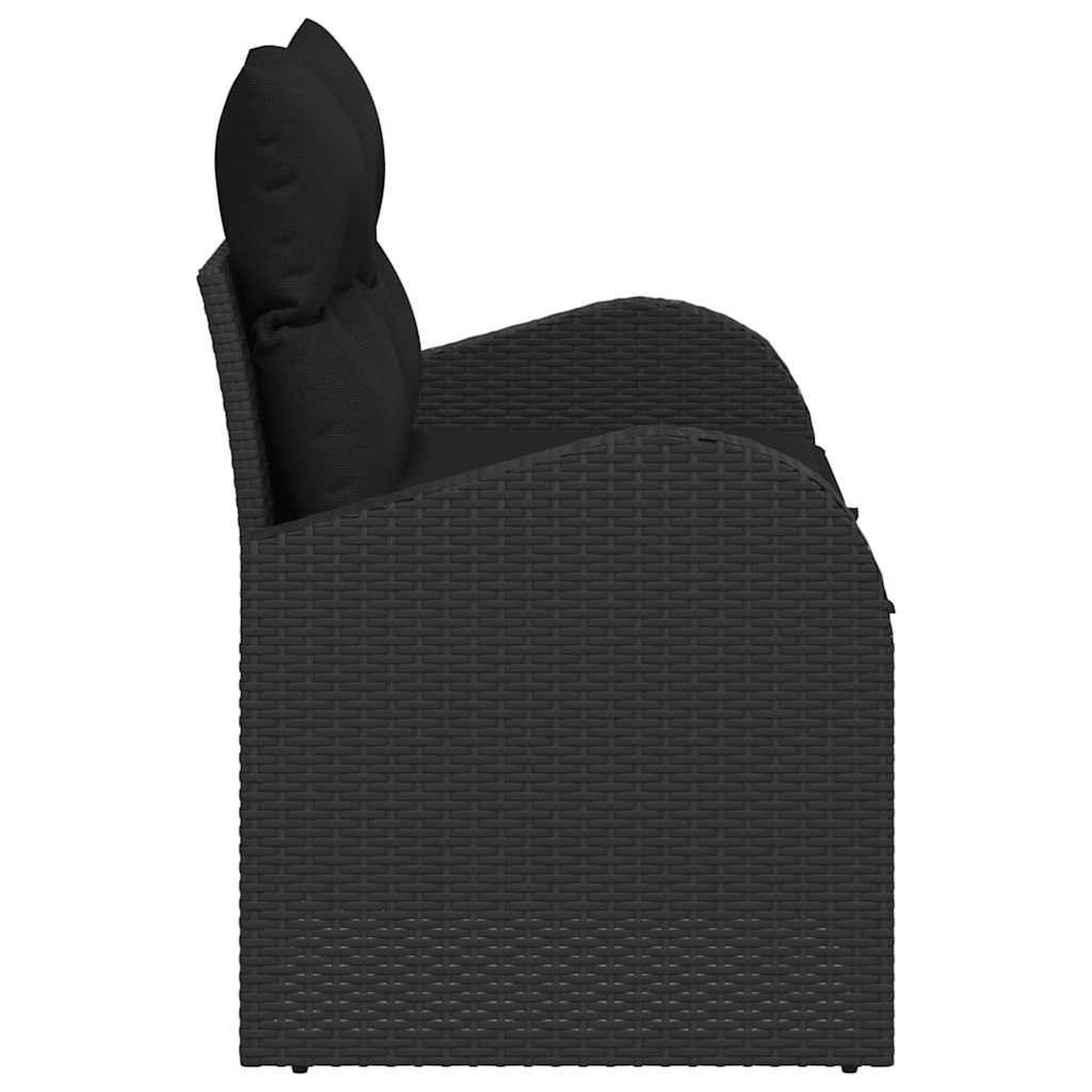 Vrtni kauč s jastukom Crna 124 x 62 x 69cm poliratan