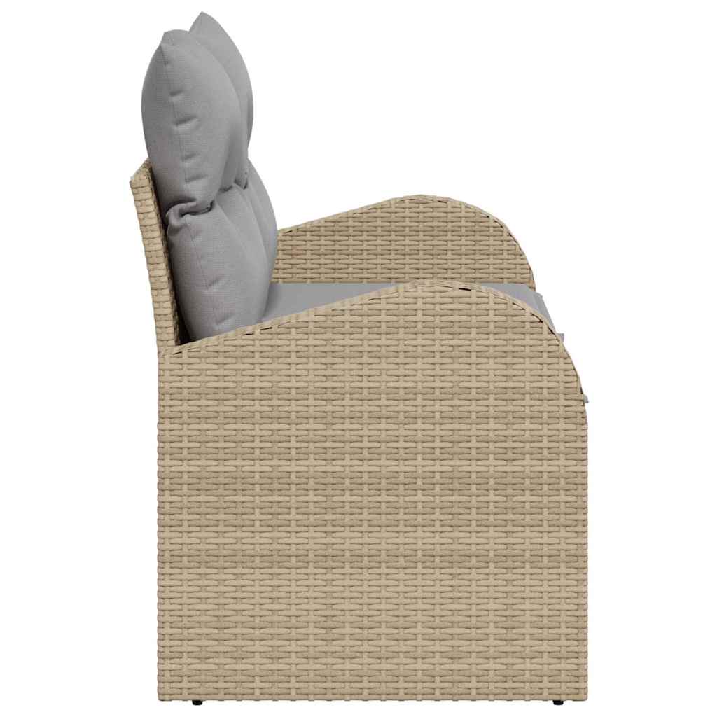 Vrtni kauč s jastukom s pohranom Bež 124 x 62 x 69cm poliratan
