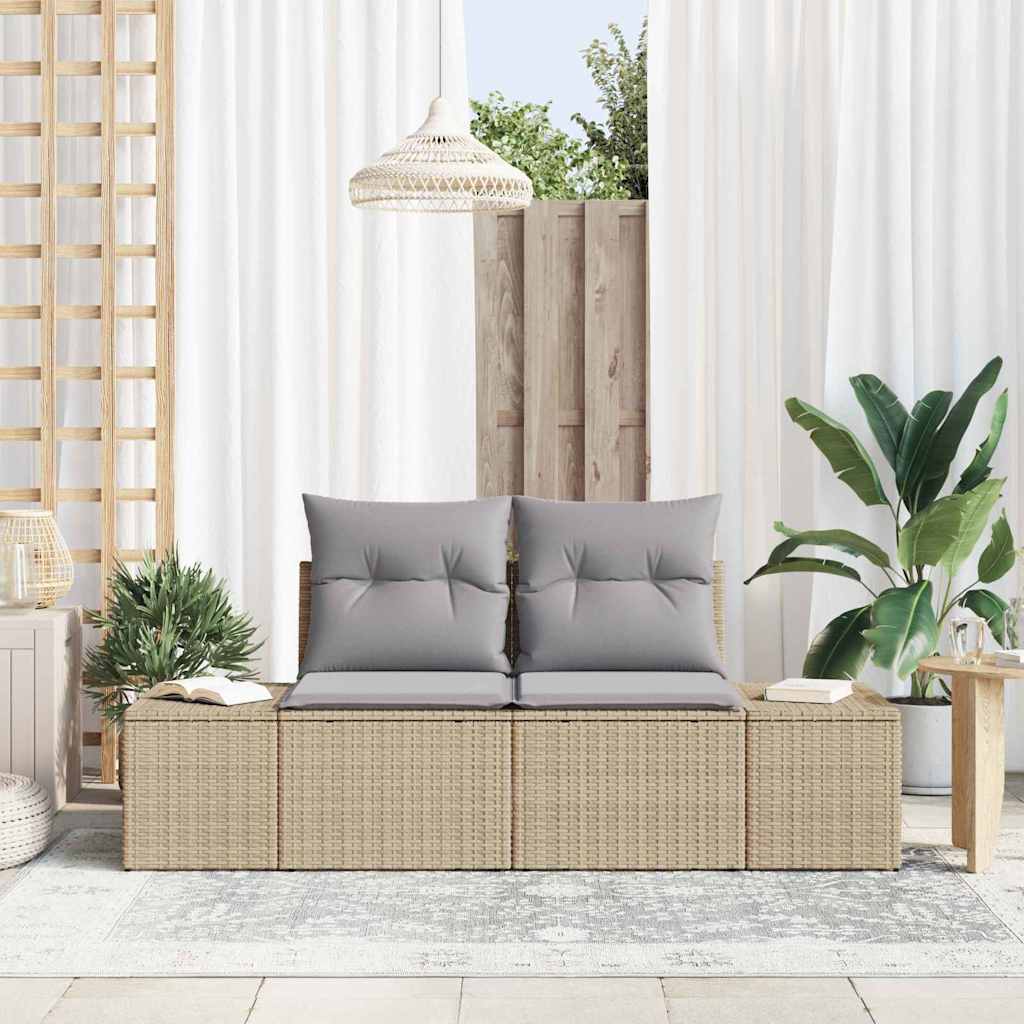 Vrtni kauč s jastukom Bež 184 x 62 x 69 cm poliratan