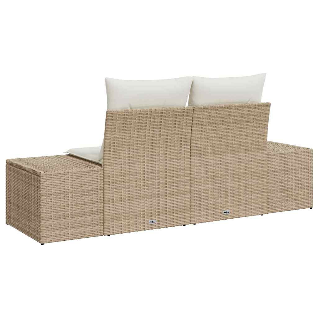 Vrtni kauč s jastukom Bež 184 x 62 x 69 cm poliratan