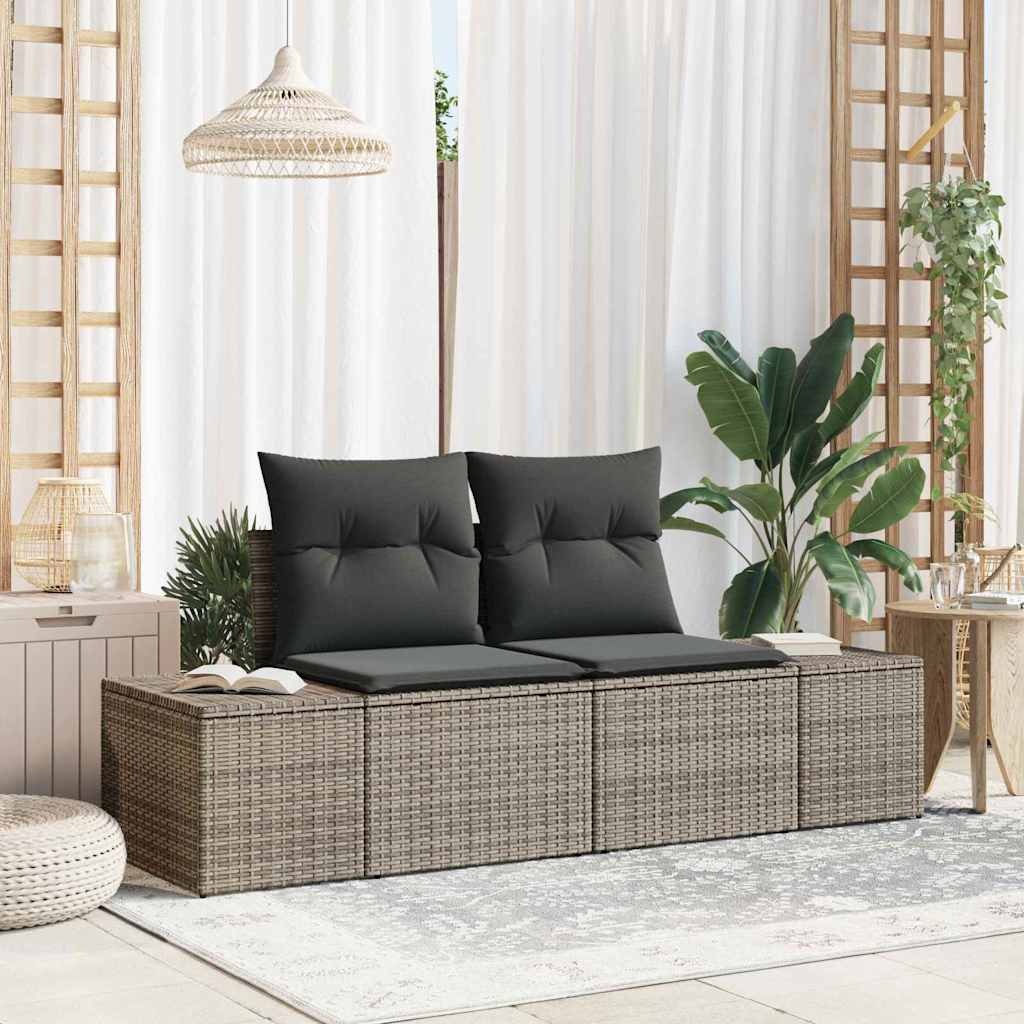 Vrtni kauč s jastukom Siva 184 x 62 x 69 cm poliratan