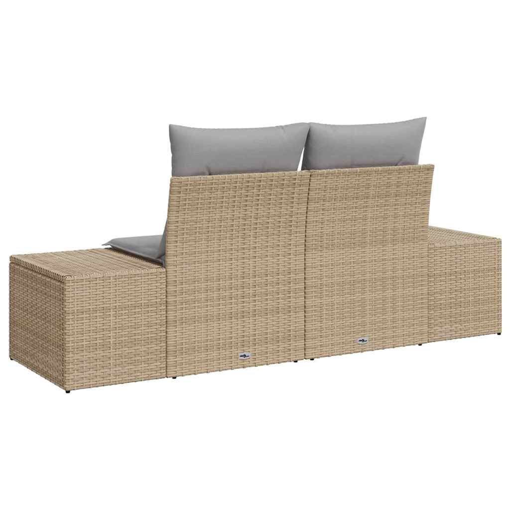 Vrtni kauč s jastukom s pohranom Bež 184 x 62 x 69 cm poliratan