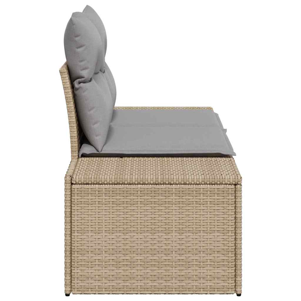 Vrtni kauč s jastukom s pohranom Bež 184 x 62 x 69 cm poliratan