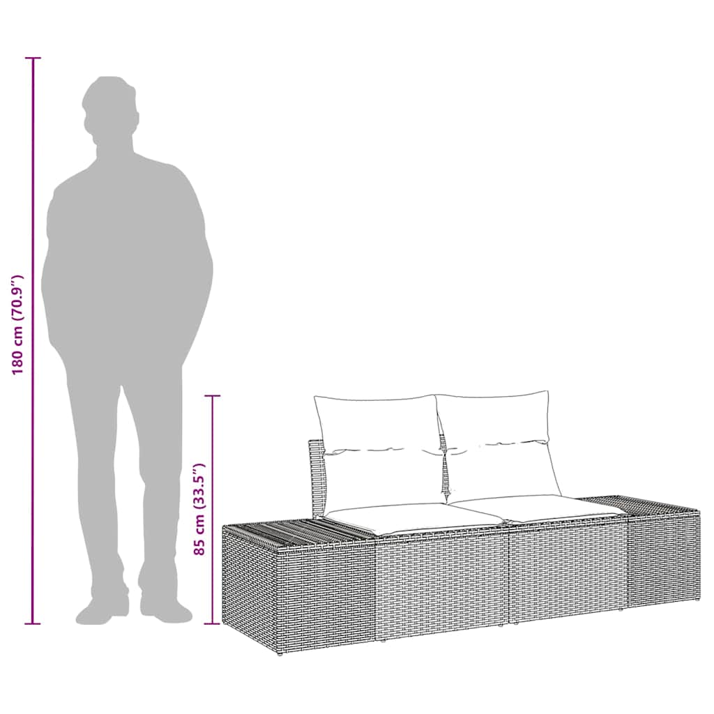 Vrtni kauč s jastukom s pohranom Bež 184 x 62 x 69 cm poliratan