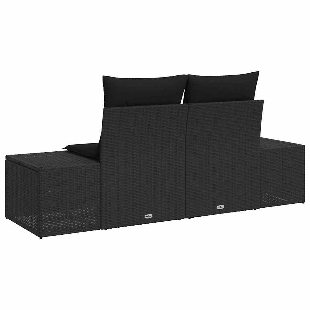 Vrtni kauč s jastukom Crna 184 x 62 x 69 cm poliratan