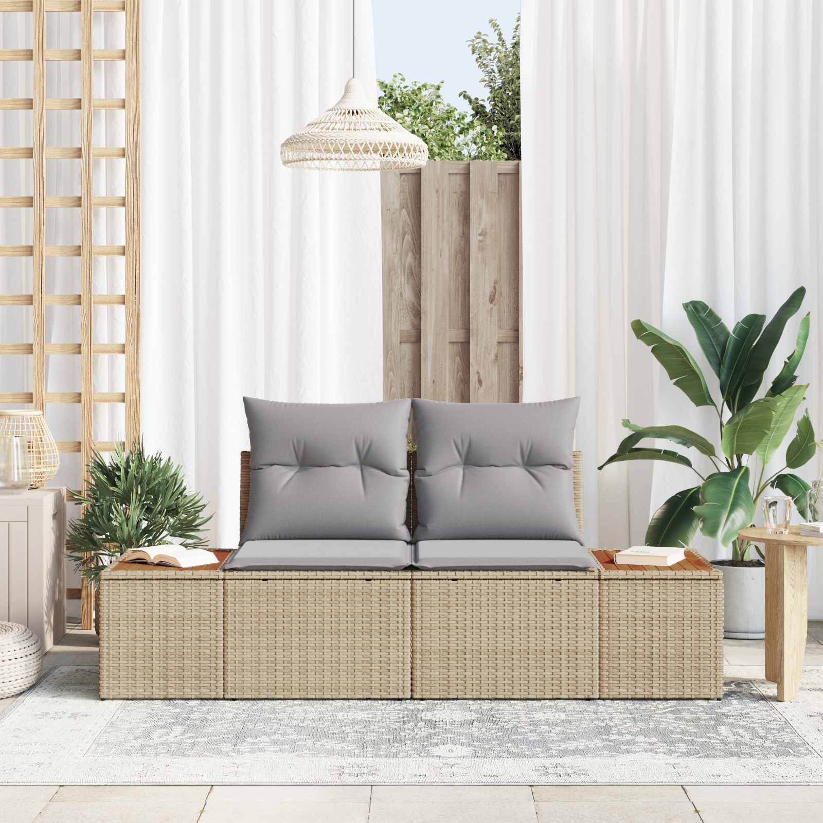Vrtni kauč Bež 184 x 62 x 85cm poliratan