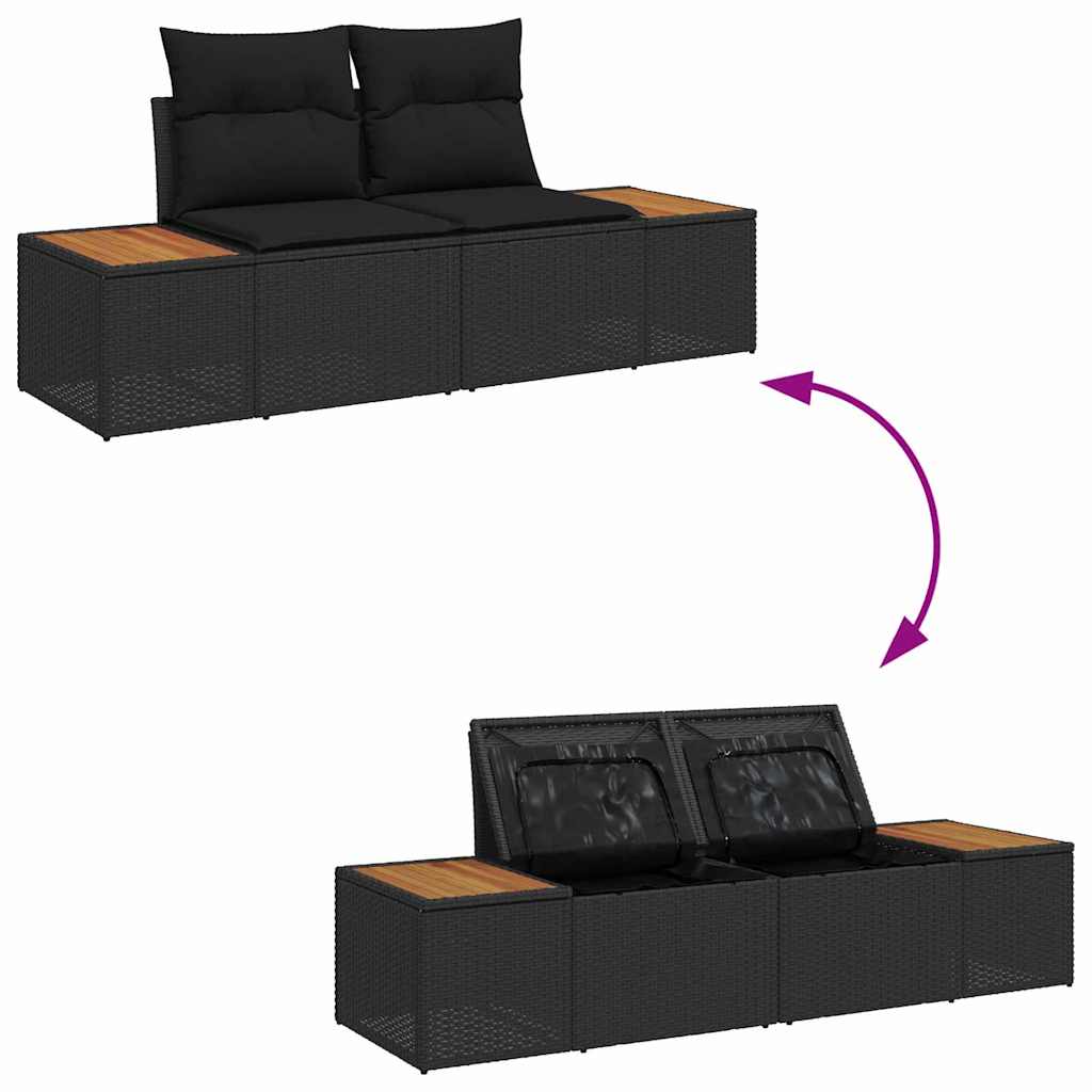 Vrtni kauč Crna 184 x 62 x 85cm poliratan