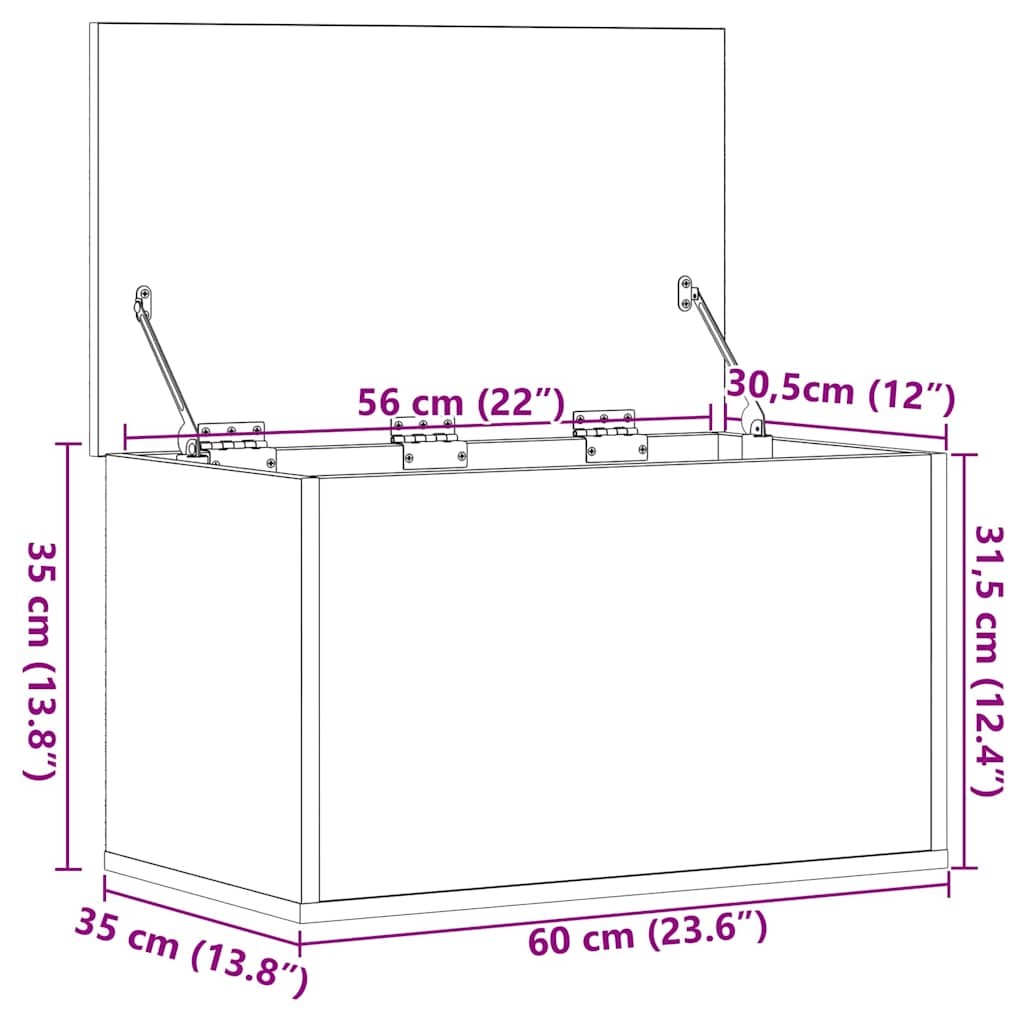 Kutija za spremanje s pohranom Crni hrast 60 x 35 x 35 cm