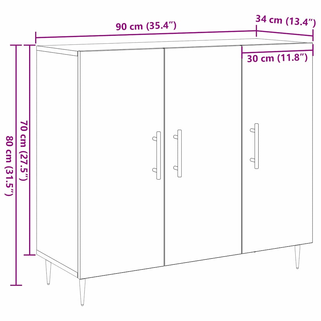 Kreveta Crni hrast 90 x 34 x 80 cm Konstruirano drvo