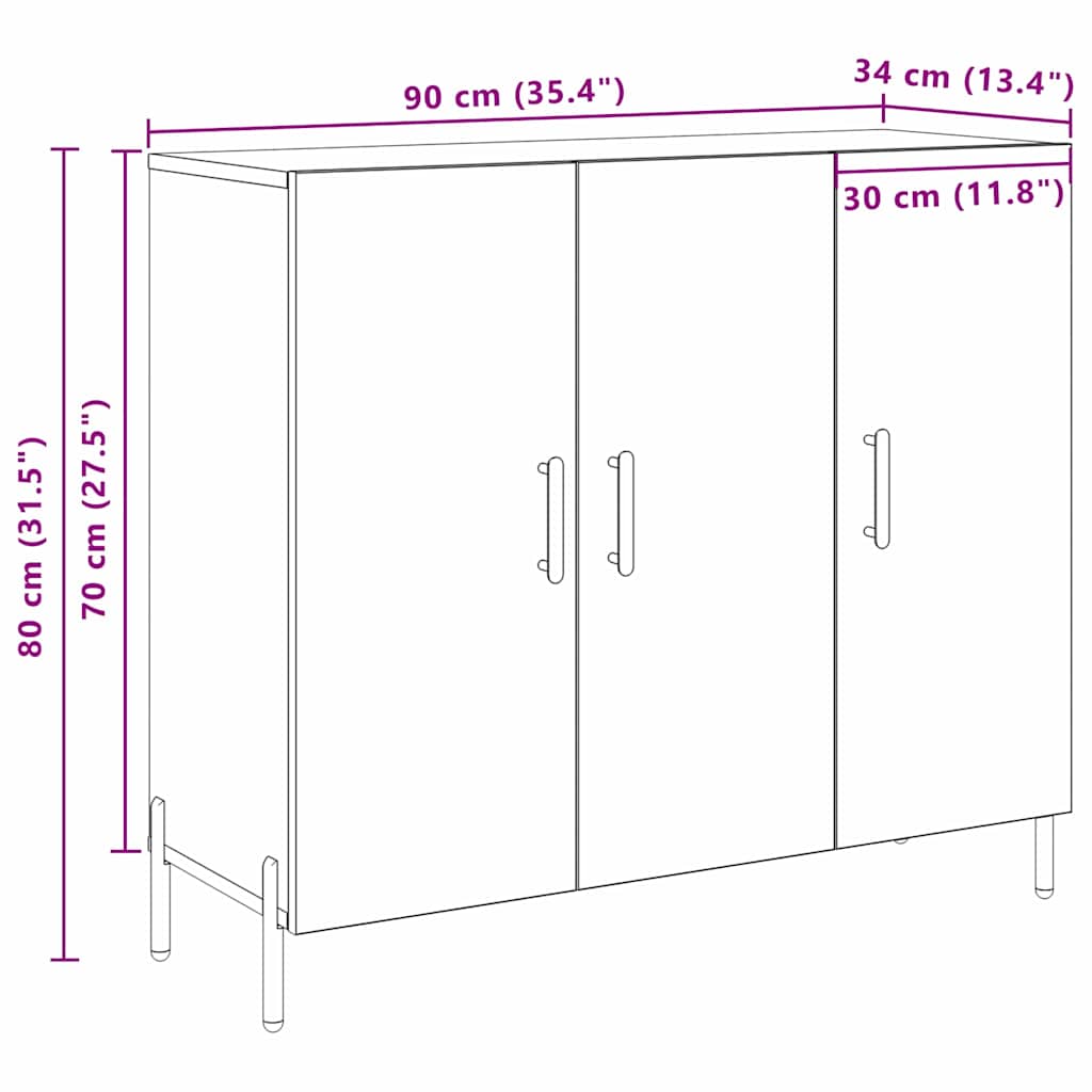 Kreveta Crni hrast 90 x 34 x 80 cm Konstruirano drvo