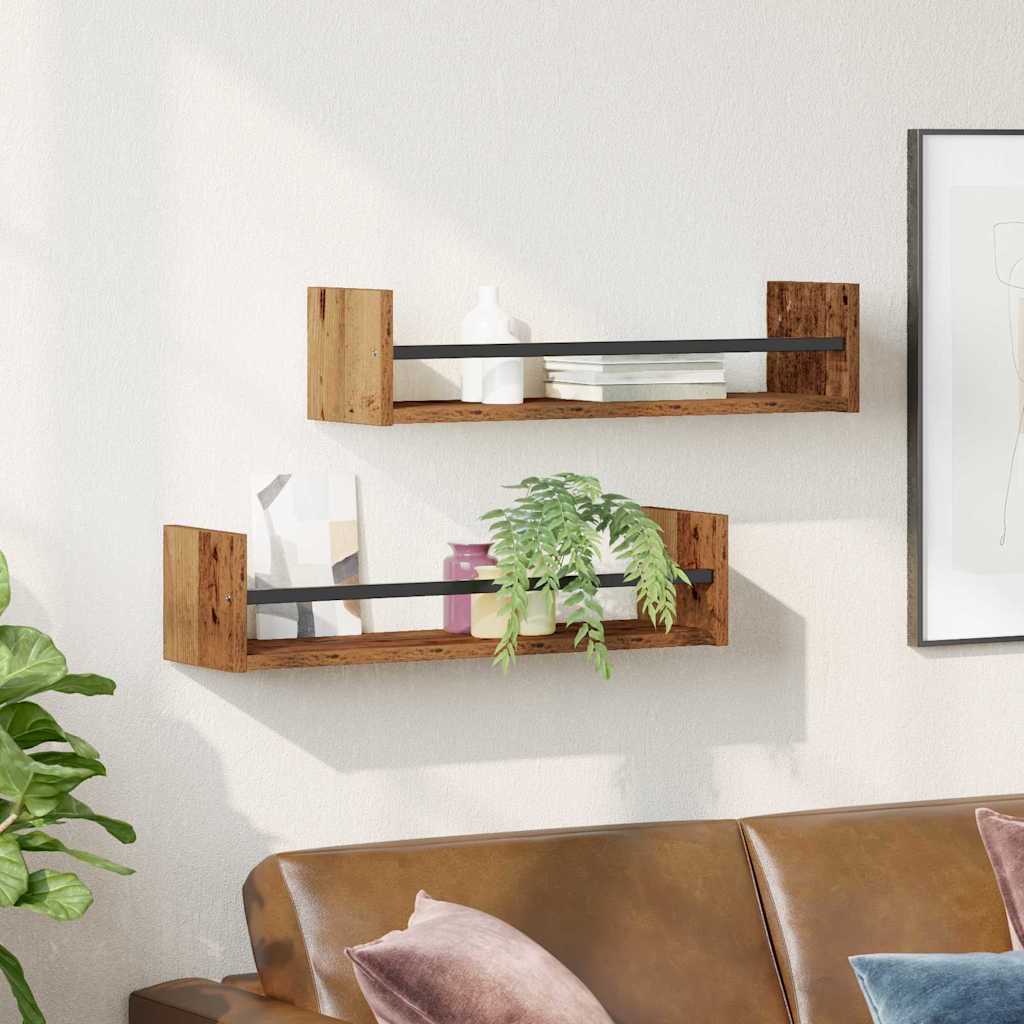 Polica na zidu Zidne 2 pcs Staro drvo 60 x 16 x 14 cm