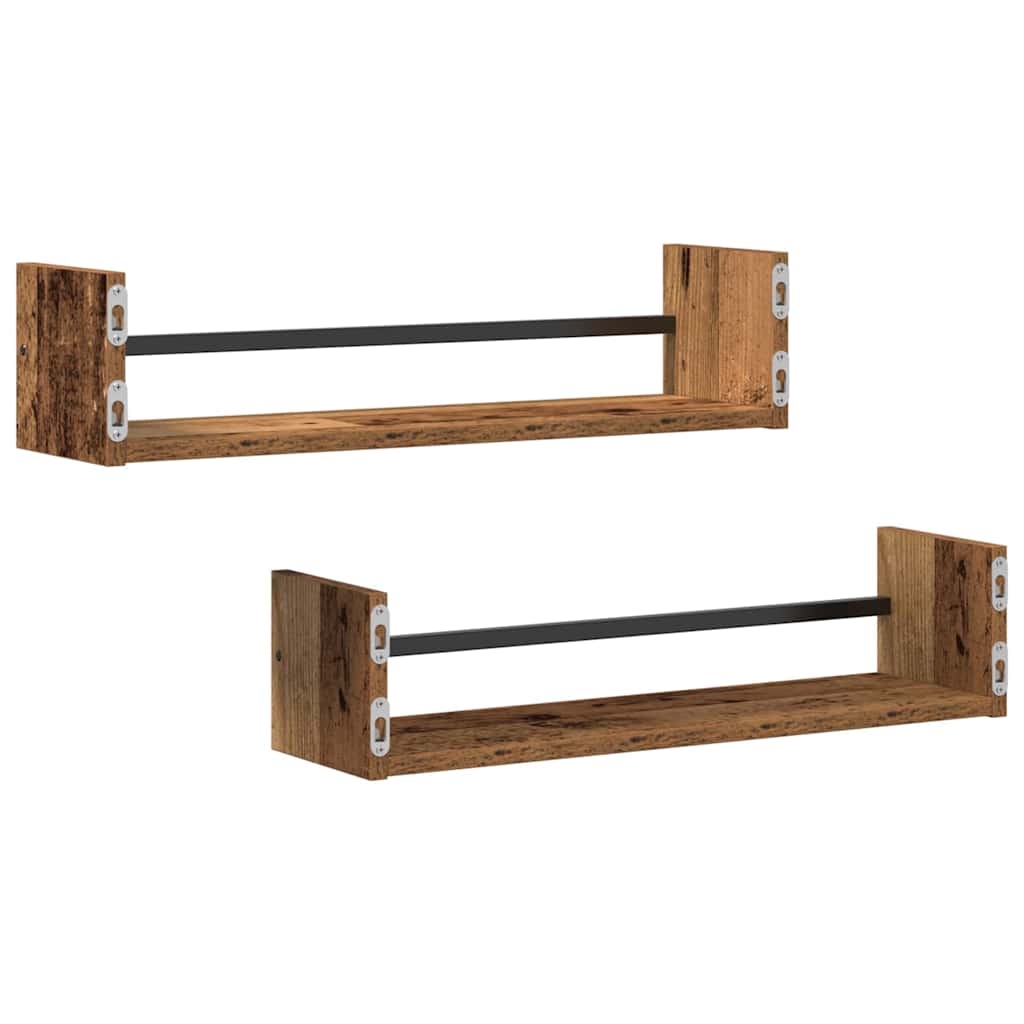 Polica na zidu Zidne 2 pcs Staro drvo 60 x 16 x 14 cm