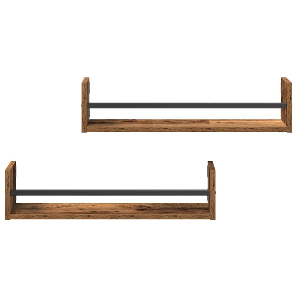 Polica na zidu Zidne 2 pcs Staro drvo 60 x 16 x 14 cm
