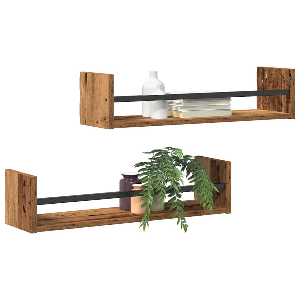Polica na zidu Zidne 2 pcs Staro drvo 60 x 16 x 14 cm