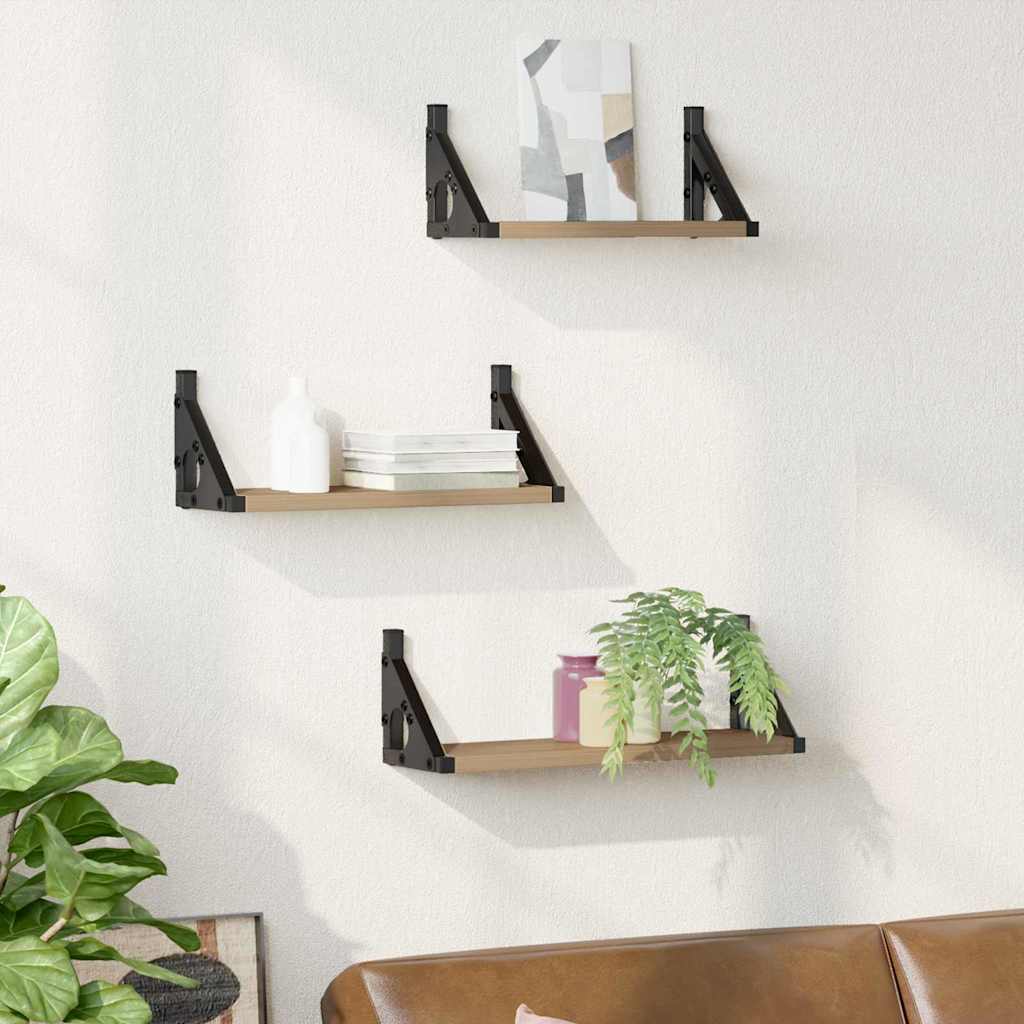 Polica na zidu Zidne s pohranom 3 pcs Dimni hrast