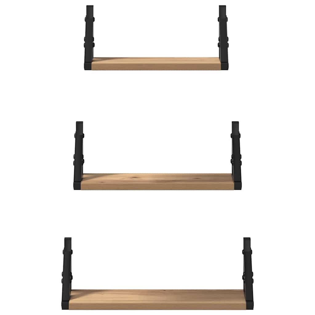 Polica na zidu Zidne s pohranom 3 pcs Dimni hrast