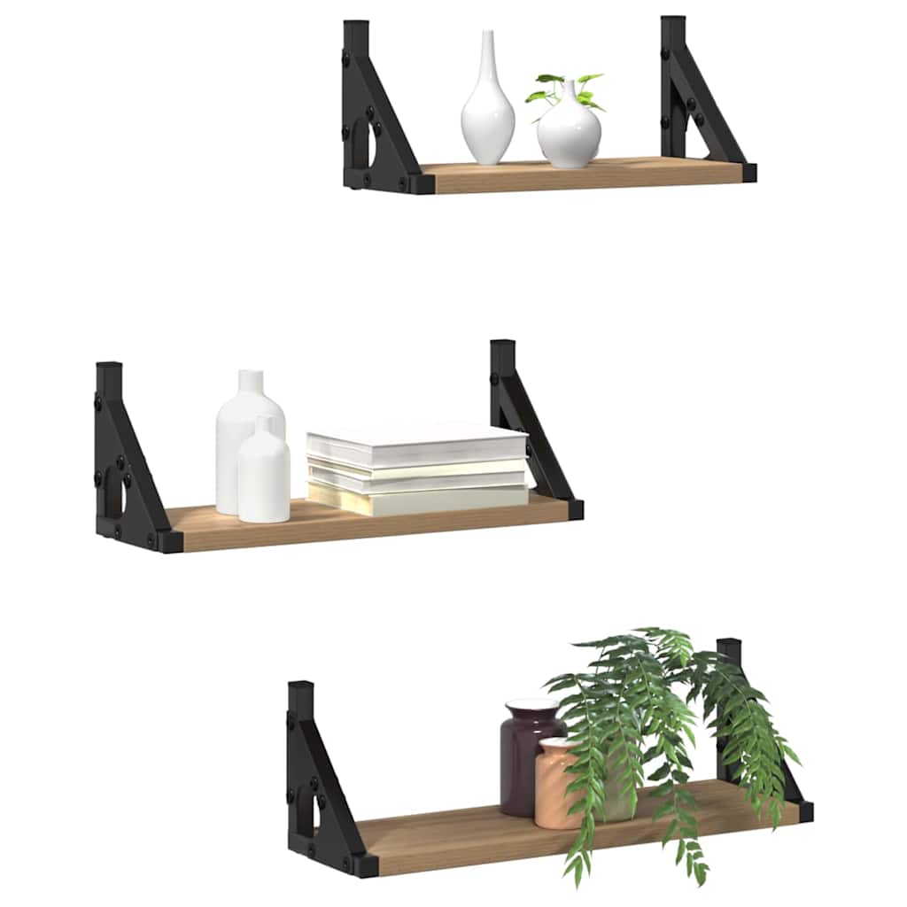 Polica na zidu Zidne s pohranom 3 pcs Dimni hrast