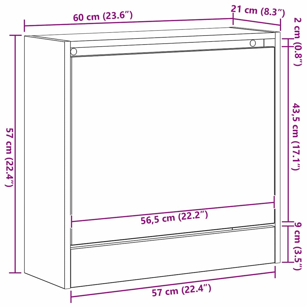 Ormar za cipele Staro drvo 60 x 21 x 57 cm Konstruirano drvo