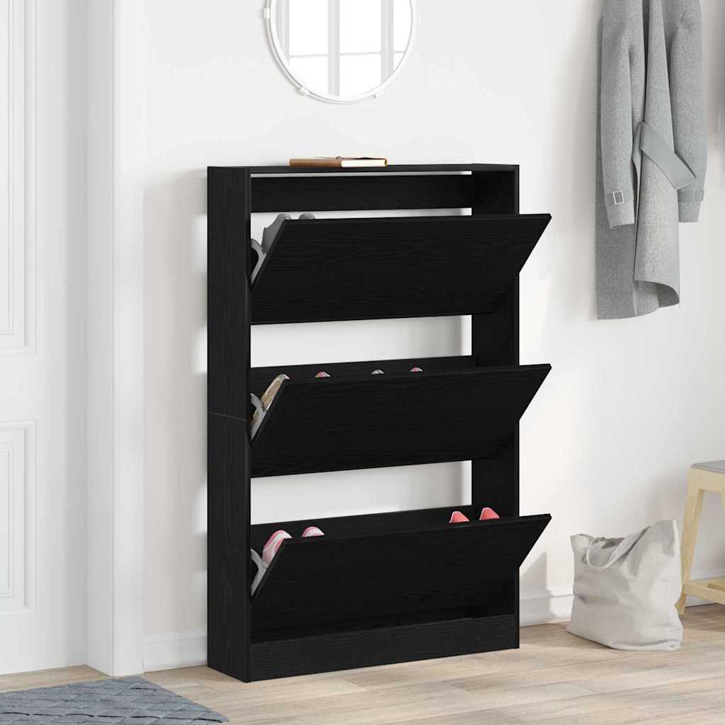 Ormar za cipele Crni hrast 80 x 21 x 125,5 cm Konstruirano drvo