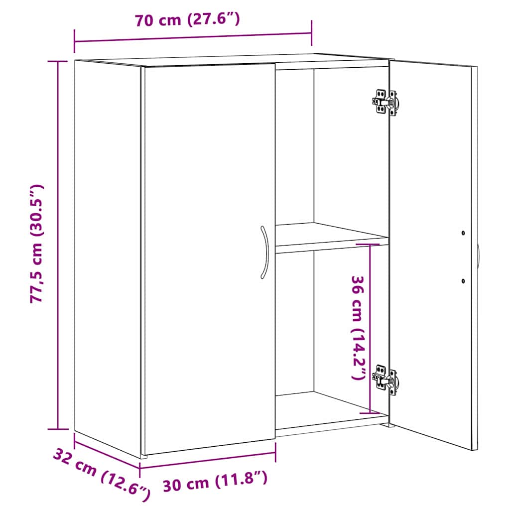 Uredski ormar Crni hrast 70 x 32 x 77.5 cm Konstruirano drvo