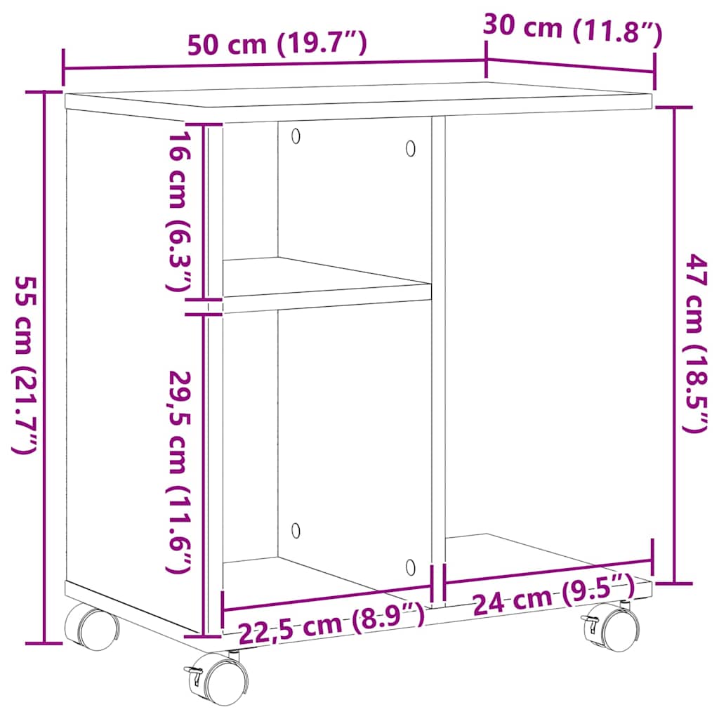 Stolić s policom Staro drvo 50 x 30 x 55 cm Konstruirano drvo