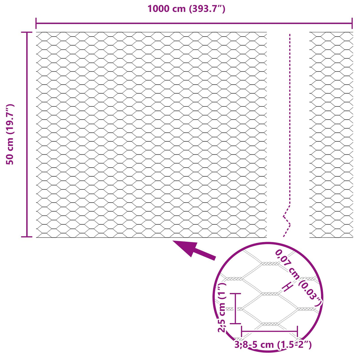 Heksagonalna ograda Zelena 0,5 x 10 m PVC