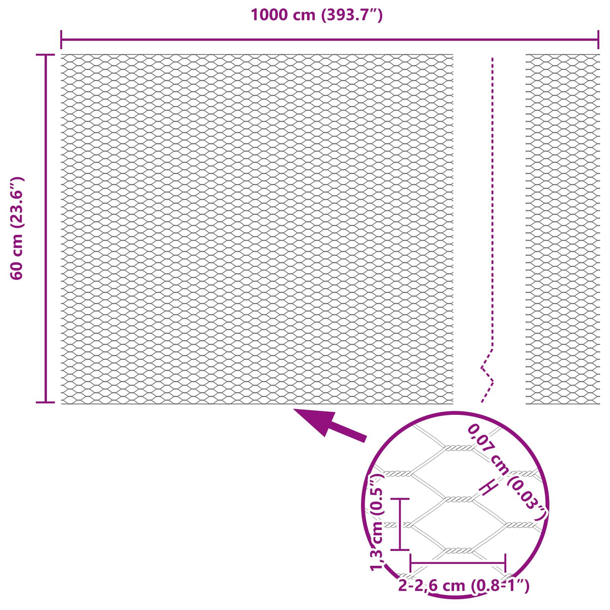 Heksagonalna ograda Zelena 0,6 x 10 m PVC