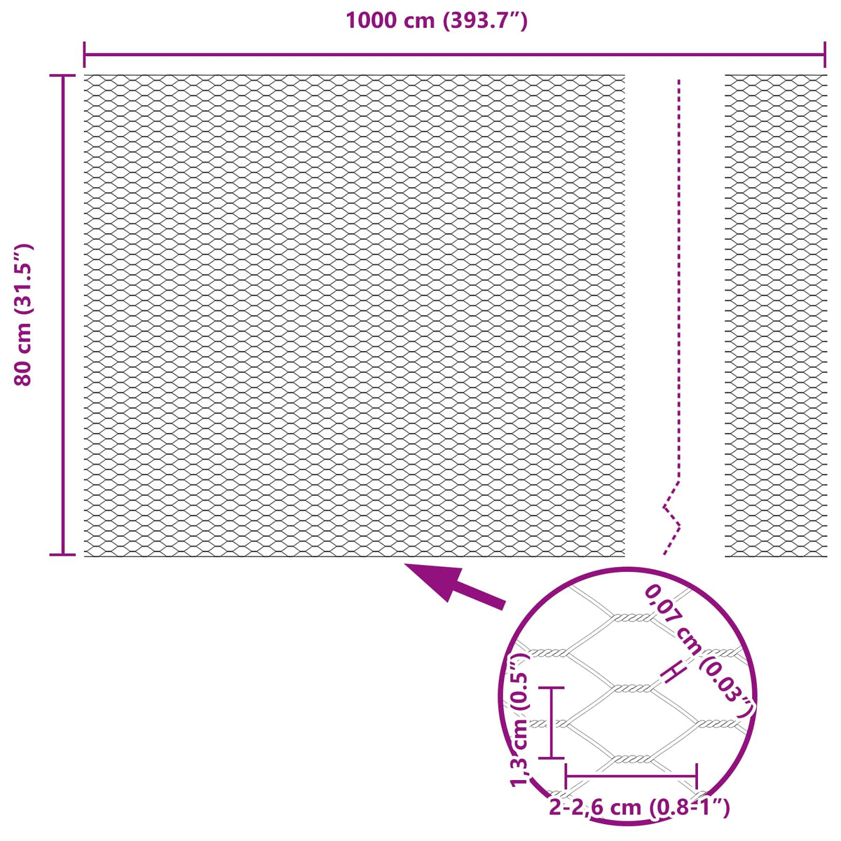 Heksagonalna ograda Zelena 0,8 x 10 m PVC