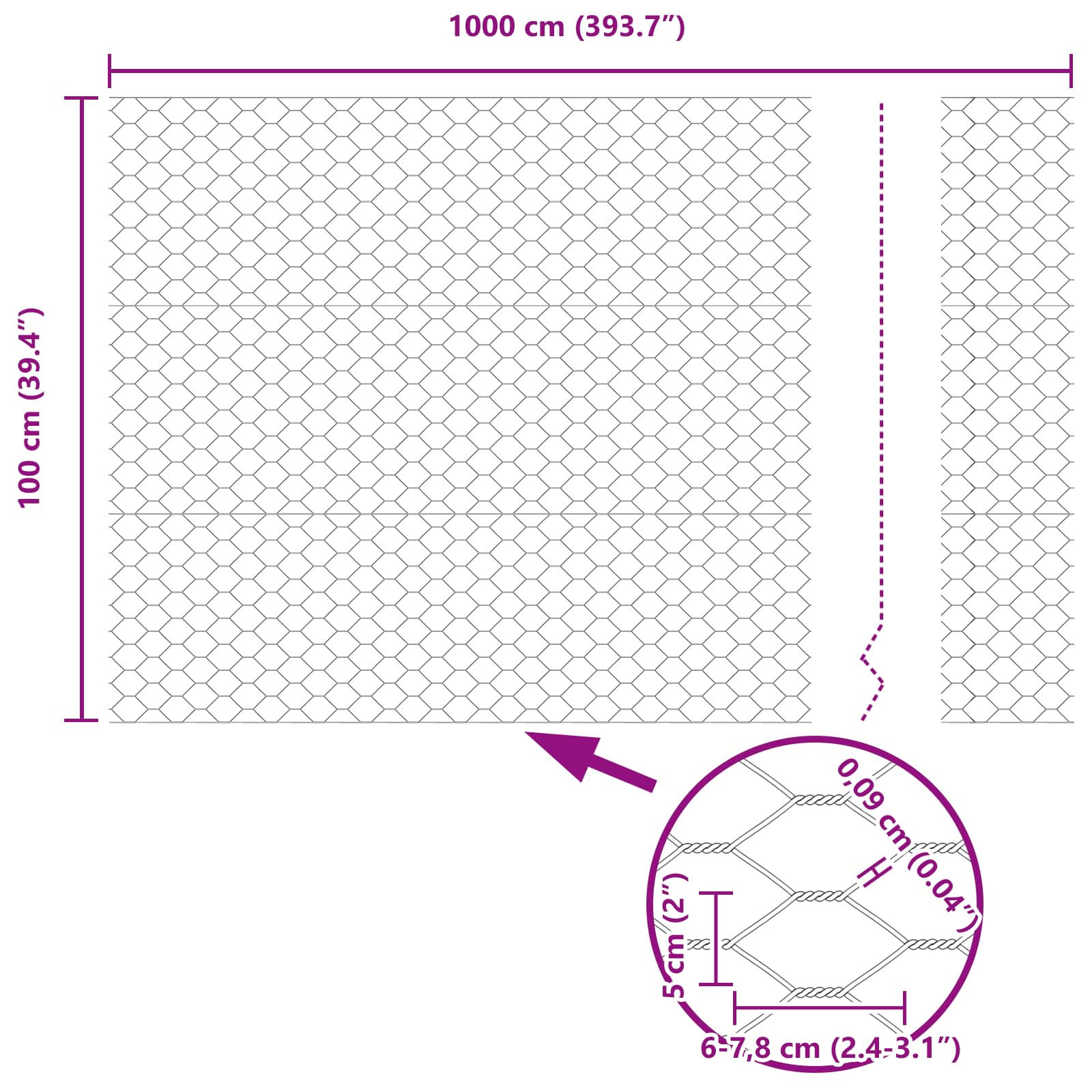 Heksagonalna ograda Zelena 1 x 10 m PVC