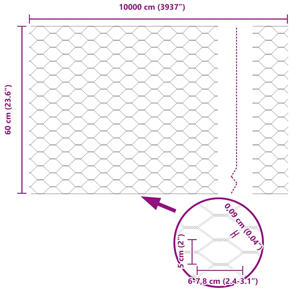 Heksagonalna ograda Zelena 0,6 x 100 m PVC