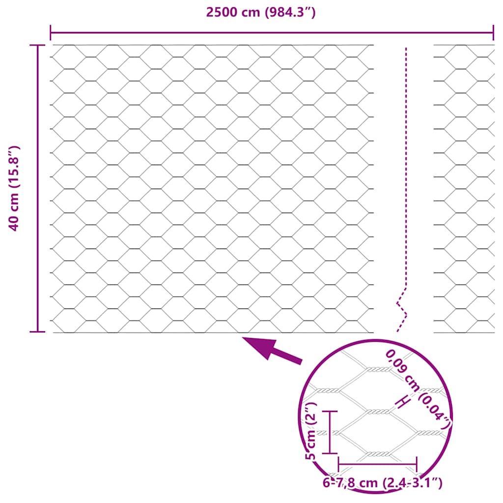 Heksagonalna ograda Siva 0,4 x 25 m PVC