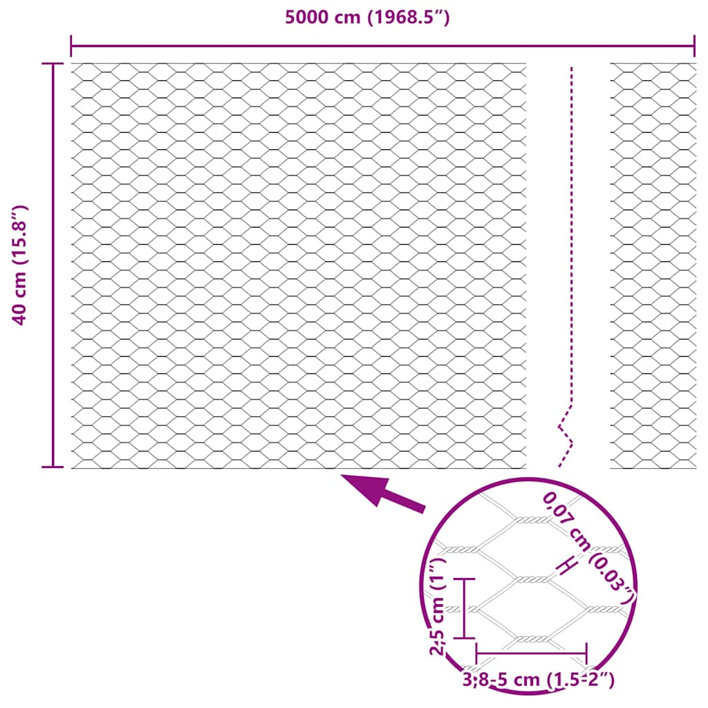 Heksagonalna ograda Siva 0,4 x 50 m PVC