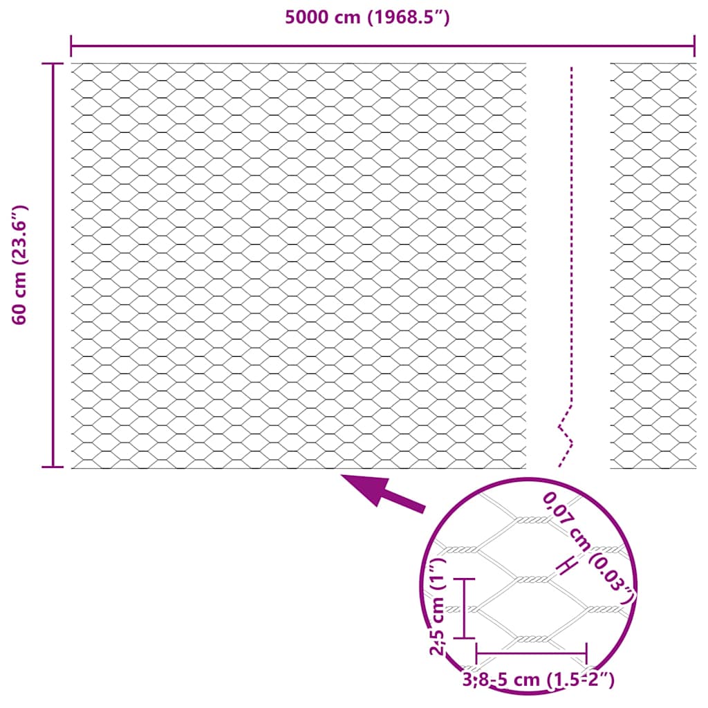 Heksagonalna ograda Siva 0,6 x 50 m PVC