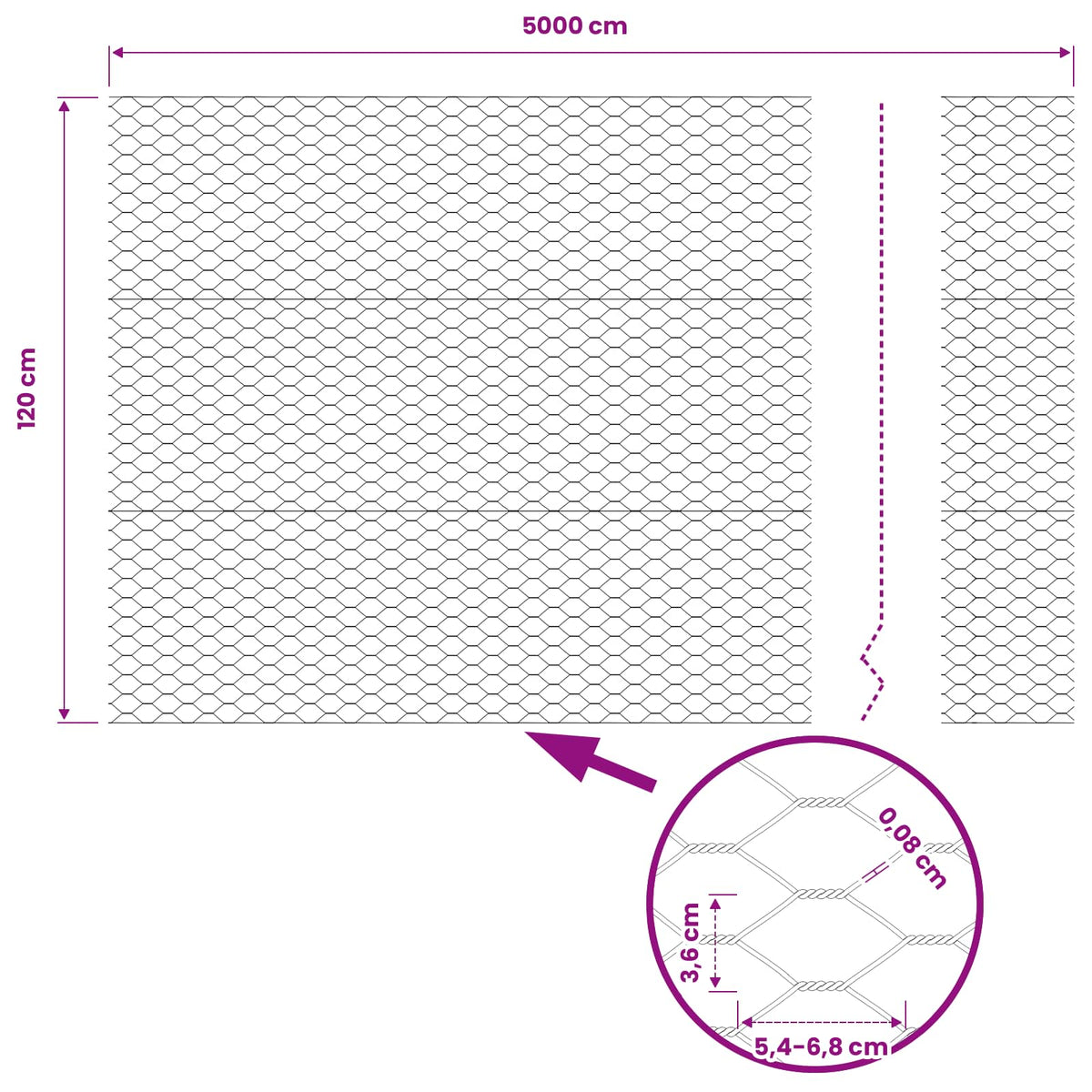 Heksagonalna ograda Siva 1,2 x 50 m PVC