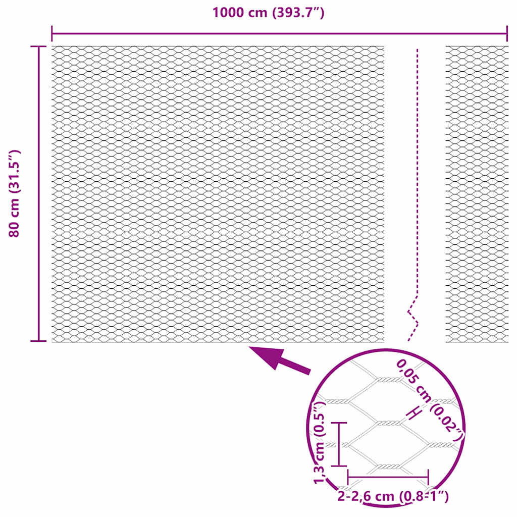 Heksagonalna ograda Srebrno 0,8 x 10 m Pocinčani čelik