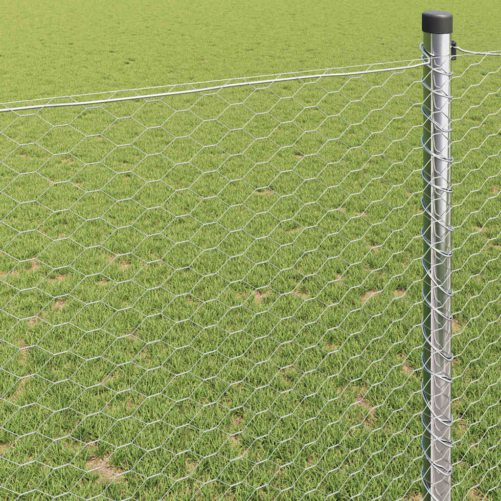 Heksagonalna ograda Srebrno 1,6 x 10 m Pocinčani čelik