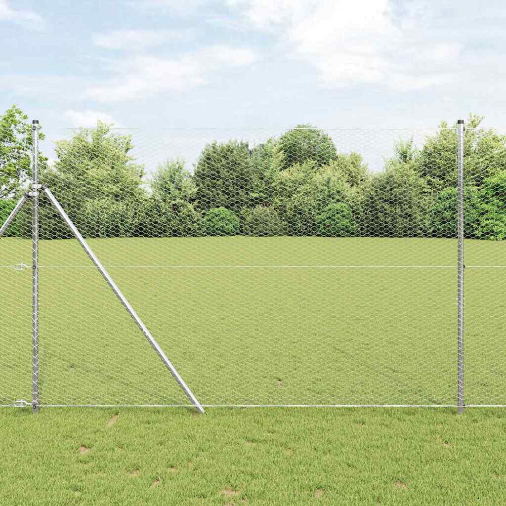Heksagonalna ograda Srebrno 1,6 x 25 m Pocinčani čelik
