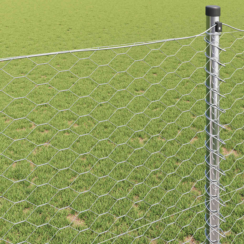 Heksagonalna ograda Srebrno 0,6 x 50 m Pocinčani čelik
