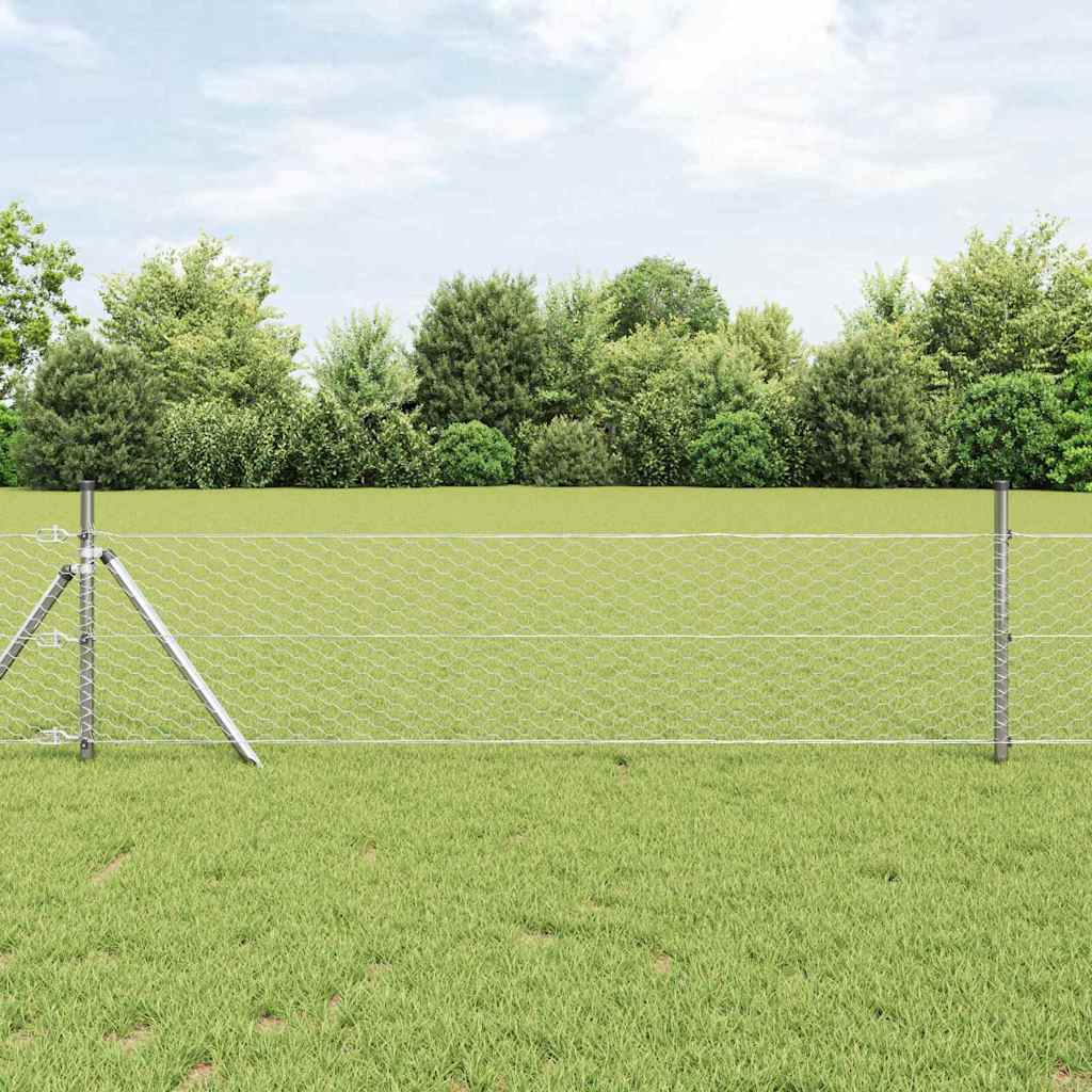 Heksagonalna ograda Srebrno 0,6 x 50 m Pocinčani čelik