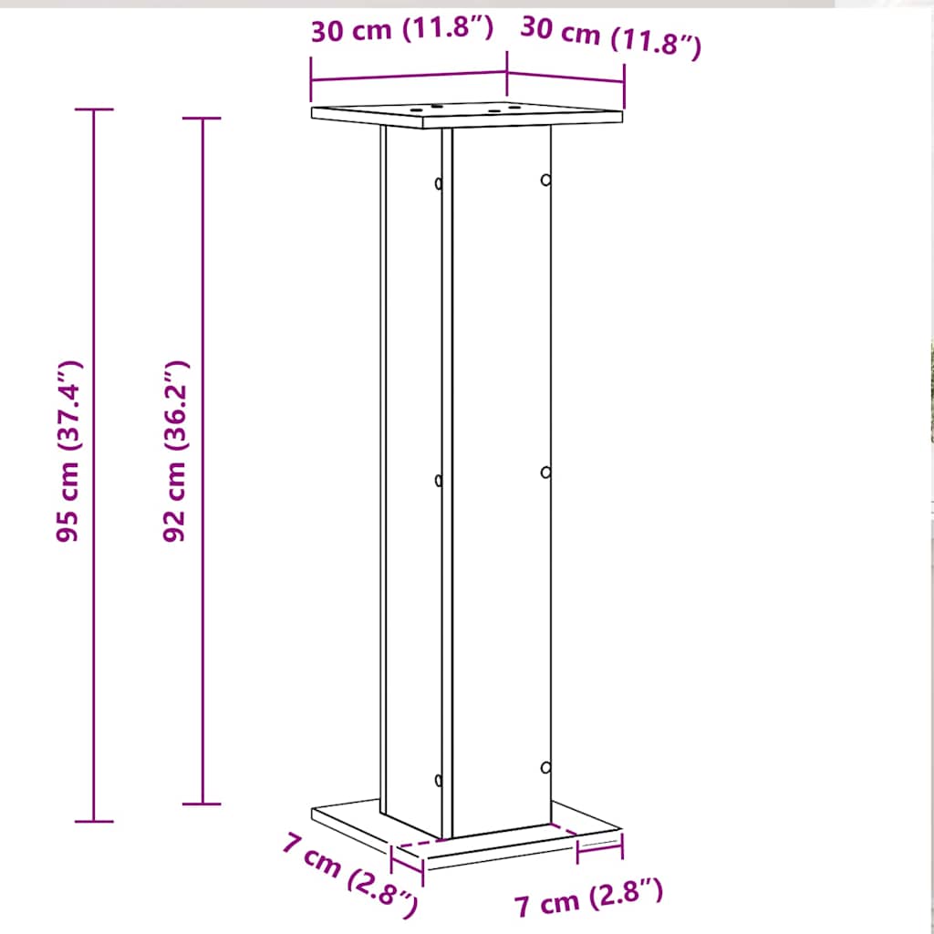 Stalak za biljke 2 pcs Crni hrast 30 x 30 x 95 cm