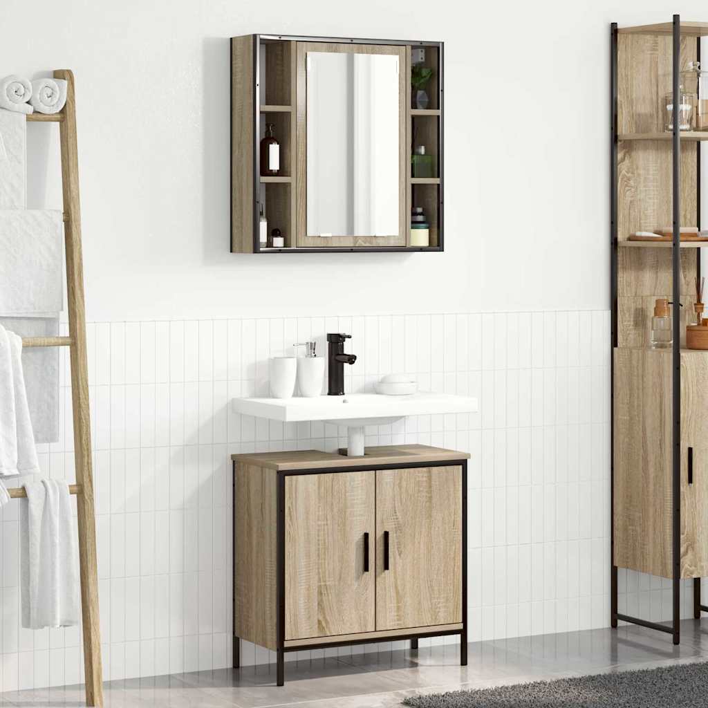 Set namještaja za kupaonicu Zidne 2 pcs Smeđa Konstruirano drvo