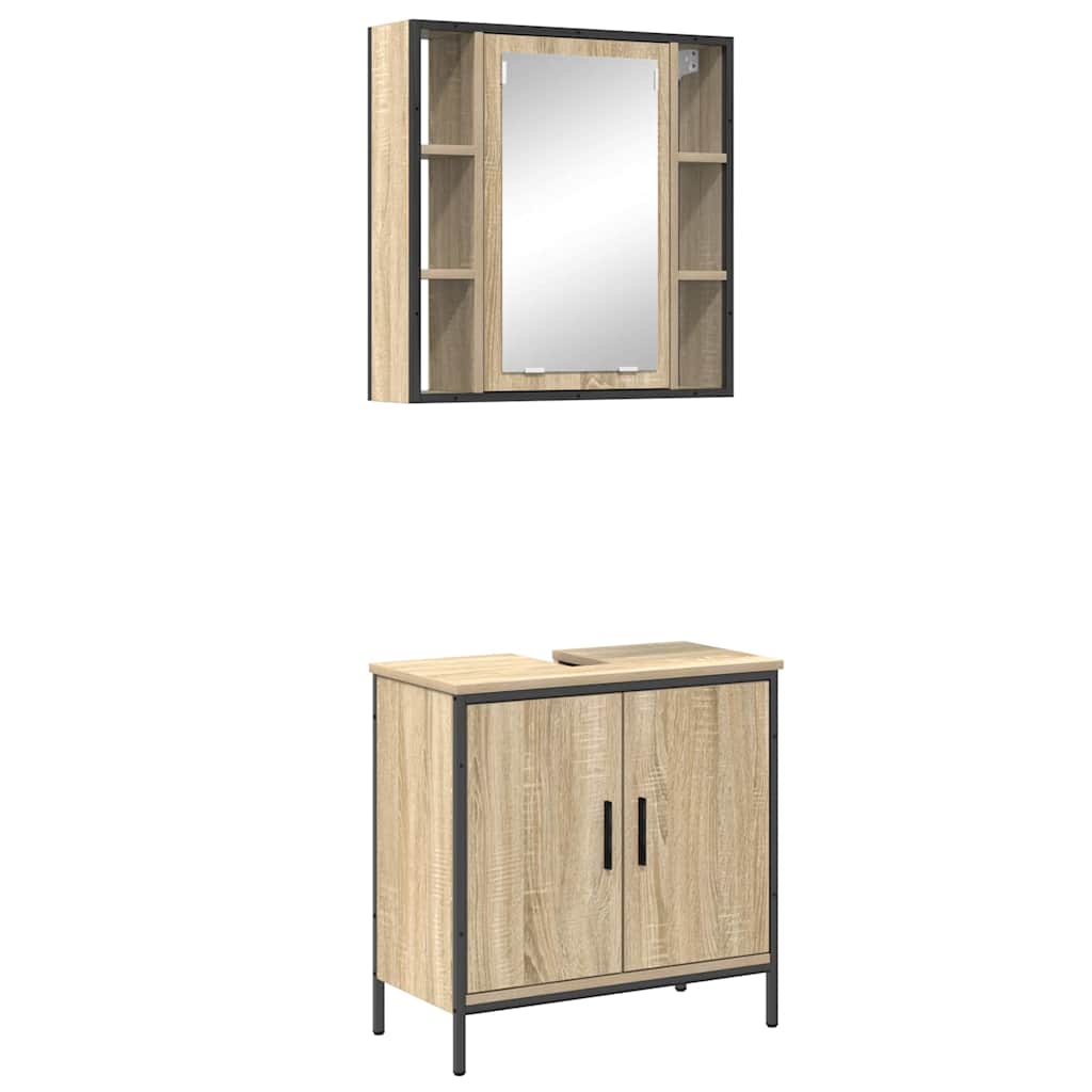 Set namještaja za kupaonicu Zidne 2 pcs Smeđa Konstruirano drvo