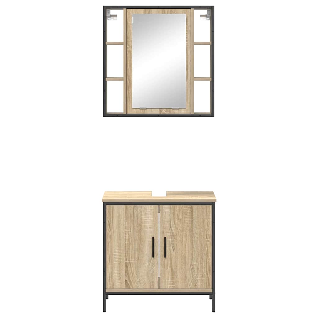 Set namještaja za kupaonicu Zidne 2 pcs Smeđa Konstruirano drvo