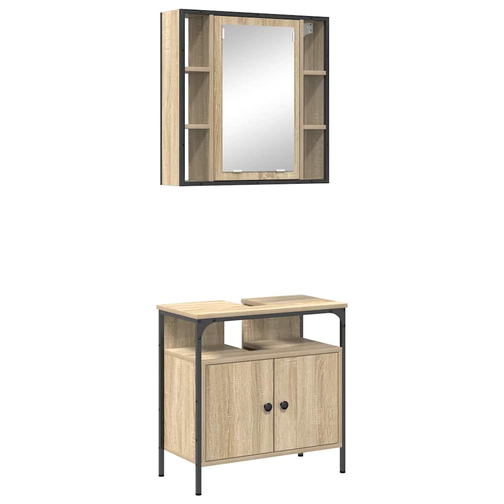 Set namještaja za kupaonicu Zidne 2 pcs Smeđa Konstruirano drvo