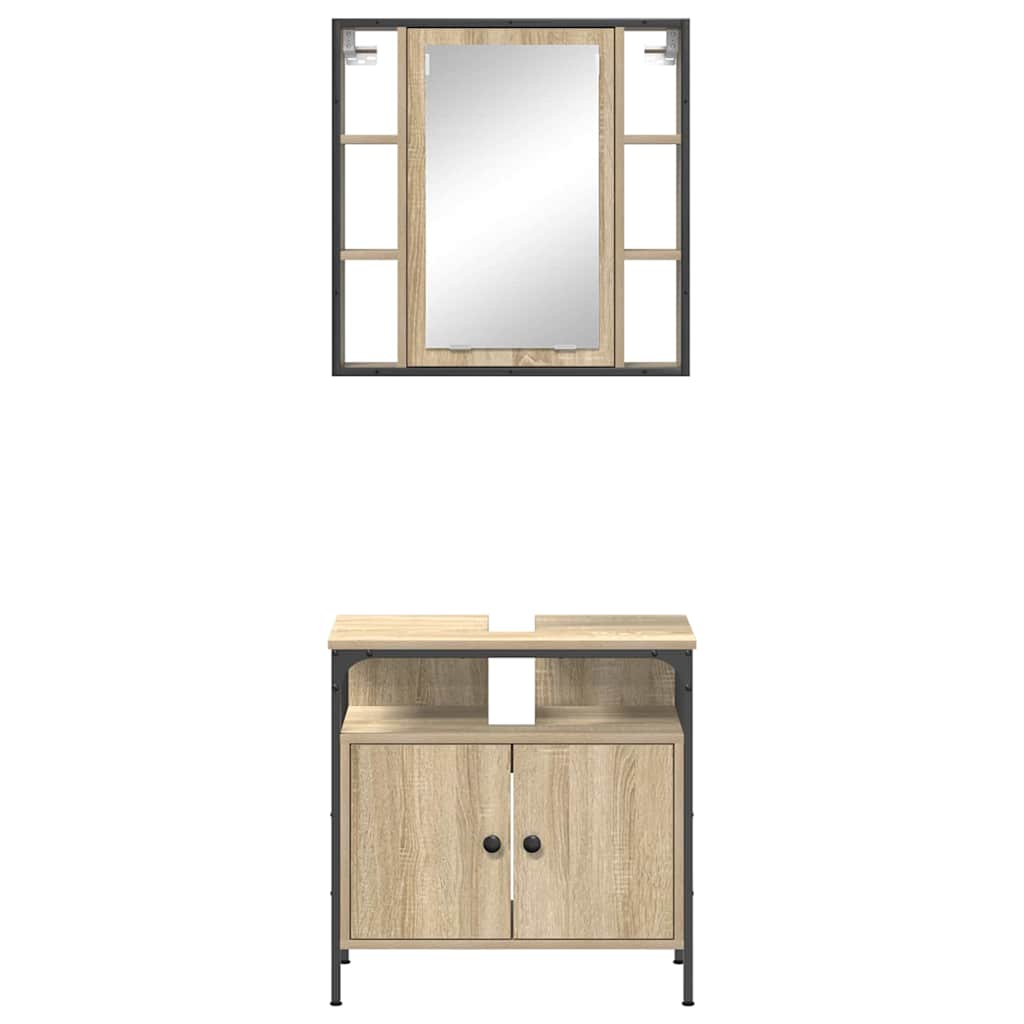 Set namještaja za kupaonicu Zidne 2 pcs Smeđa Konstruirano drvo