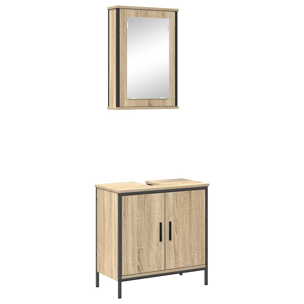 Set namještaja za kupaonicu Zidne 2 pcs Smeđa Konstruirano drvo