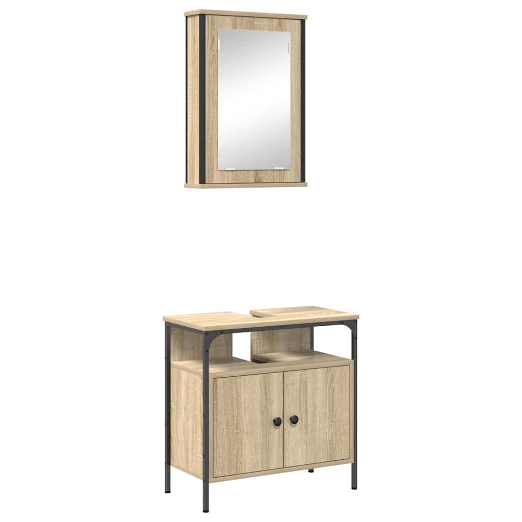 Set namještaja za kupaonicu Zidne 2 pcs Smeđa Konstruirano drvo