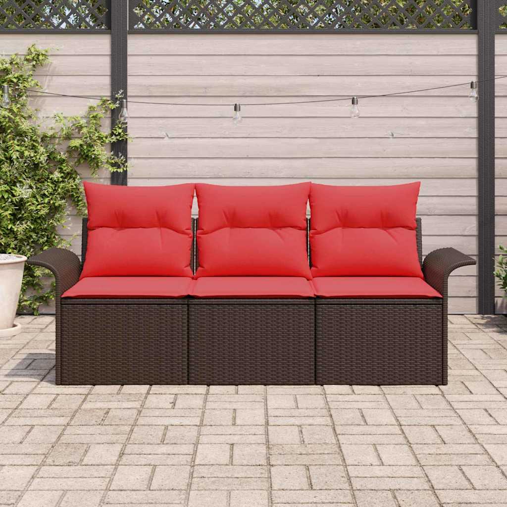 Set sofe s jastukom 3 pcs Smeđa i crvena poliratan