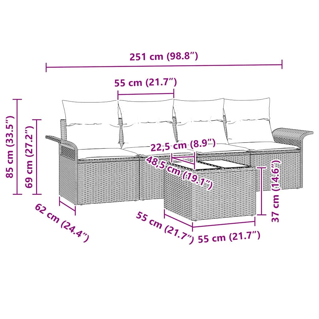 Set sofe s jastukom 5 pcs Crna poliratan