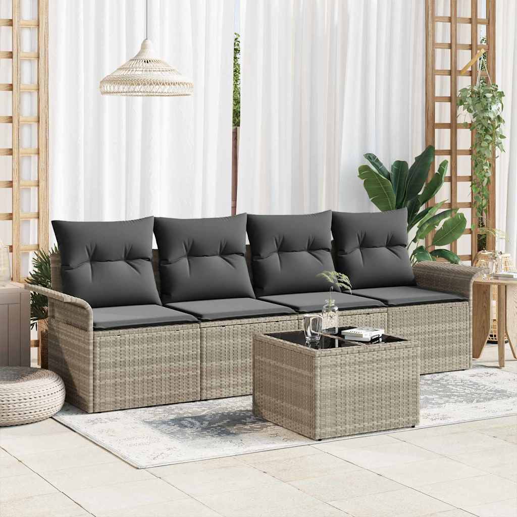 Set sofe s jastukom 5 pcs Svijetlo siva poliratan